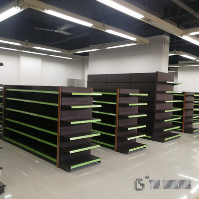 Powder Coating Gondola Grocery Store Shelving Morden Style Combinated Freely